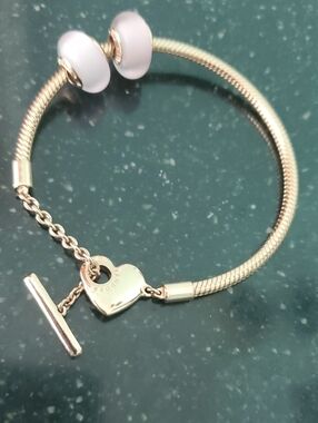 Pandora Rose Gold-Tone Bracelet with White Frosted Beads